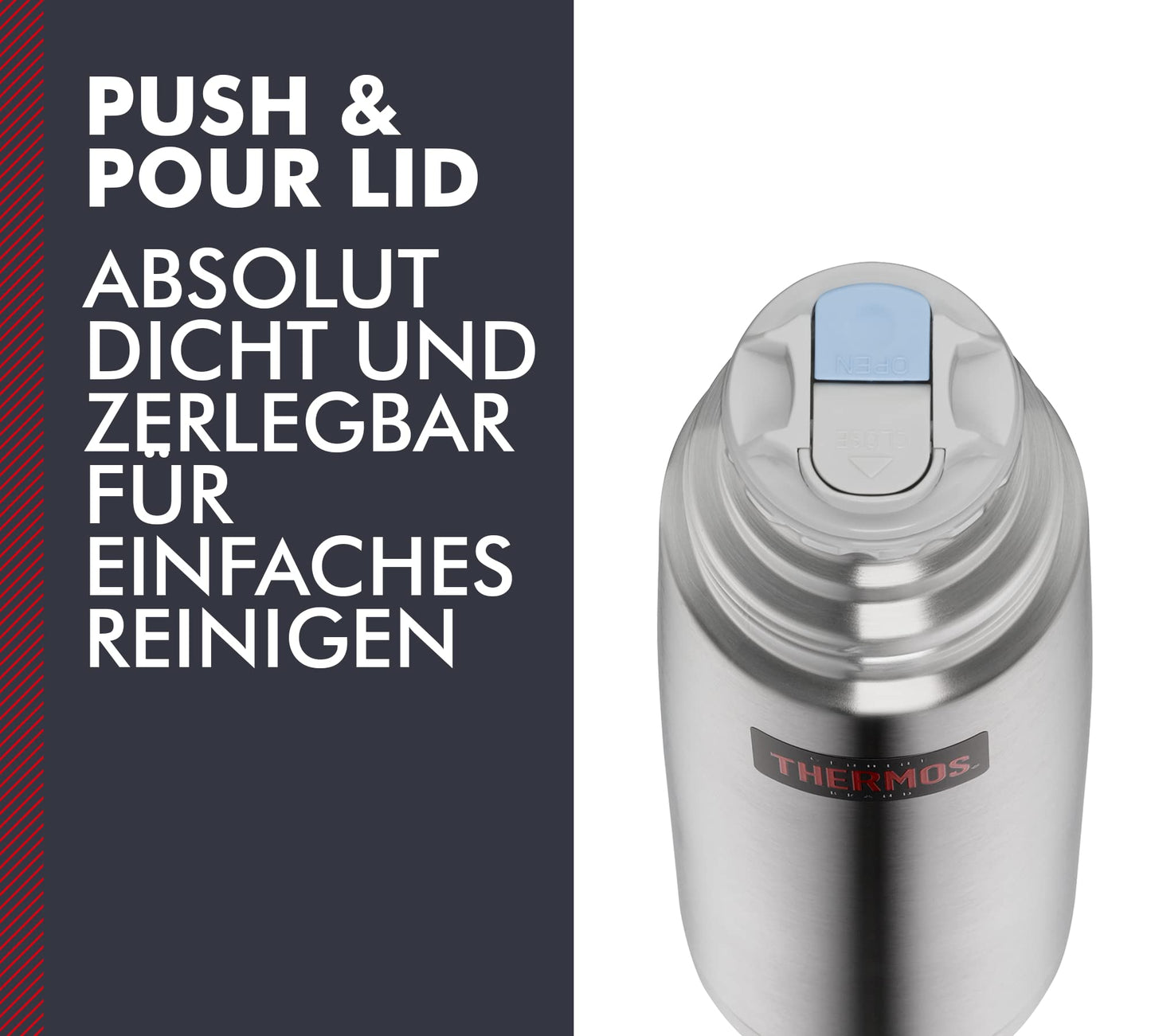 Thermos Isolierflasche 1L Light and Compact - Edelstahl