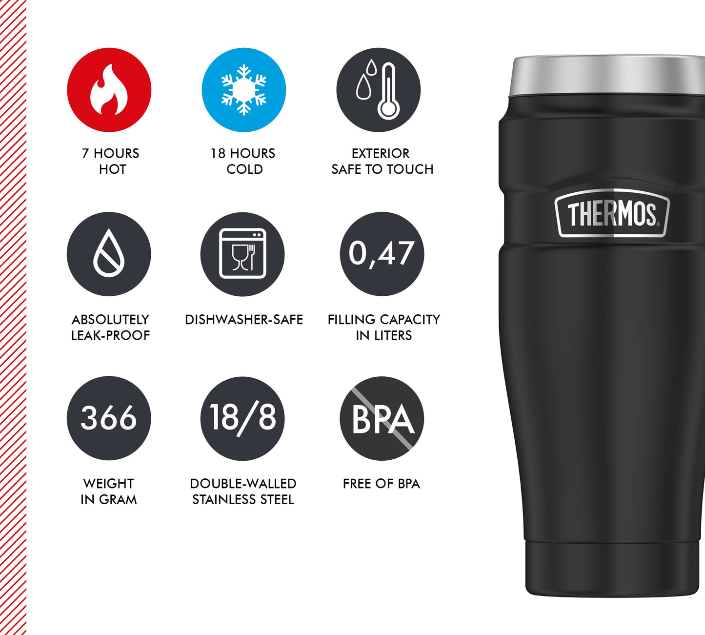 Thermos Thermobecher 470ml Stainless King - Charcoal Black